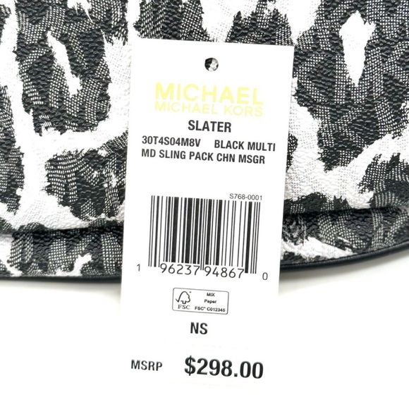 Michael Kors Medium Slater Sling Pack Chain Messenger Crossbody Bag Black Multi - Picture 11 of 11